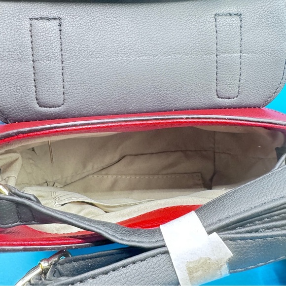Di Vita Collection Red & Gray Structured Shoulder Bag Purse NWT Faux Leather - Picture 8 of 13